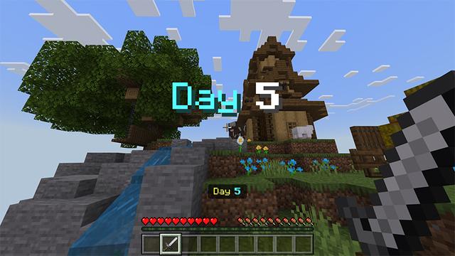 Screenshot of the Minecraft Bedrock Marketplace product Oneblock 100 Days created by Rainbow Theory.