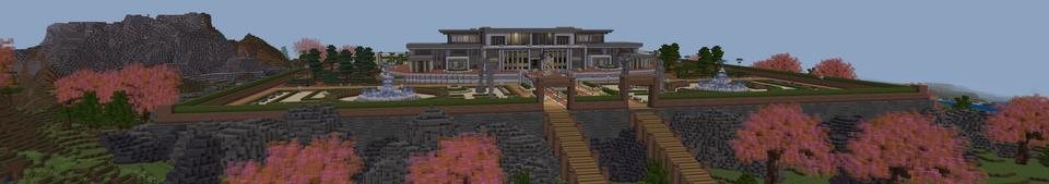 Panorama of the Minecraft Bedrock Marketplace product Presidential Mansion created by Rainbow Theory.
