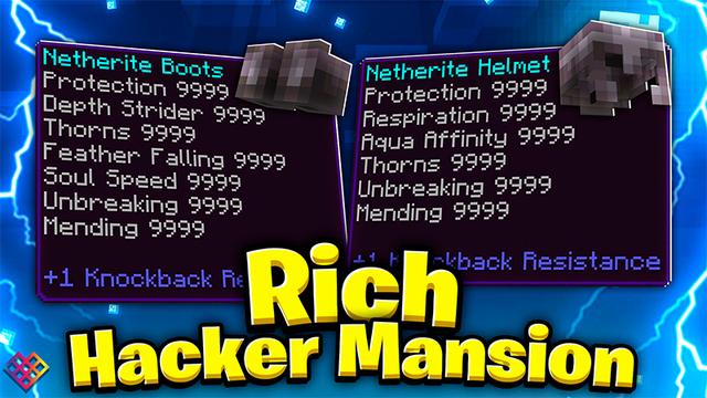 Thumbnail of the Minecraft Bedrock Marketplace product Rich Hacker Mansion created by Rainbow Theory.