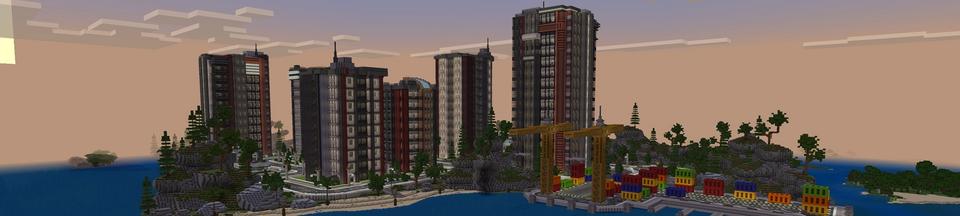 Panorama of the Minecraft Bedrock Marketplace product Seaville created by Rainbow Theory.