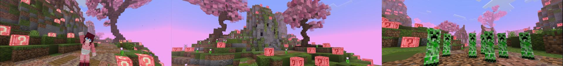 Panorama of the Minecraft Bedrock Marketplace product Skyblock Sakura created by Rainbow Theory.