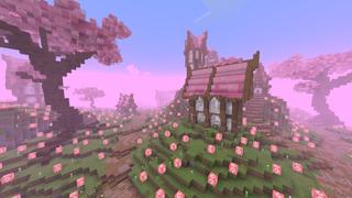 Screenshot of the Minecraft Bedrock Marketplace product Skyblock Sakura created by Rainbow Theory.