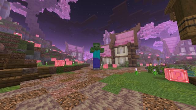Screenshot of the Minecraft Bedrock Marketplace product Skyblock Sakura created by Rainbow Theory.