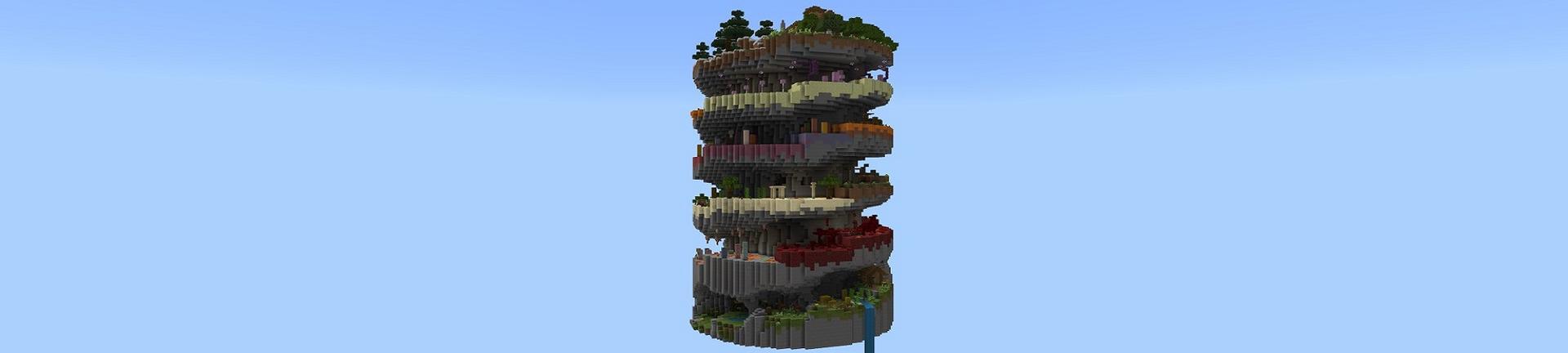 Panorama of the Minecraft Bedrock Marketplace product Spiral Parkour created by Rainbow Theory.
