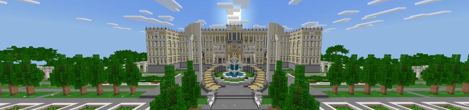 Panorama of the Minecraft Bedrock Marketplace product The Safest Mansion created by Rainbow Theory.