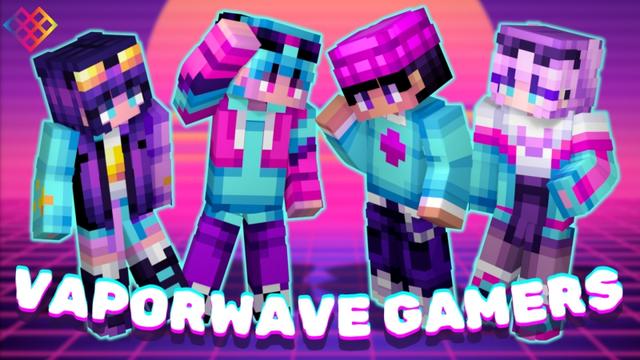 Thumbnail of the Minecraft Bedrock Marketplace product Vaporwave Gamers created by Rainbow Theory.