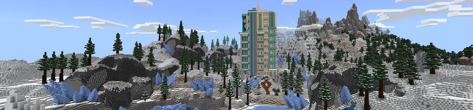 Panorama of the Minecraft Bedrock Marketplace product Winter Hacker Base created by Rainbow Theory.