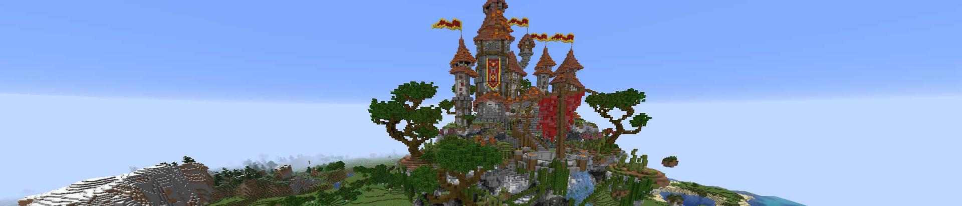 Panorama of the Minecraft Bedrock Marketplace product Ancient Flying Castle created by RareLoot.