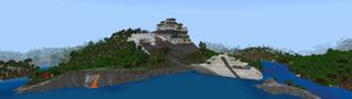 Panorama of the Minecraft Bedrock Marketplace product Cliffside Mansion created by RareLoot.