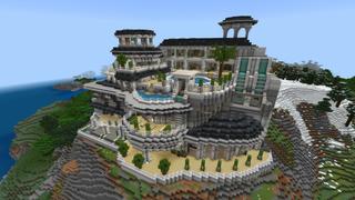 Screenshot of the Minecraft Bedrock Marketplace product Cliffside Mansion created by RareLoot.