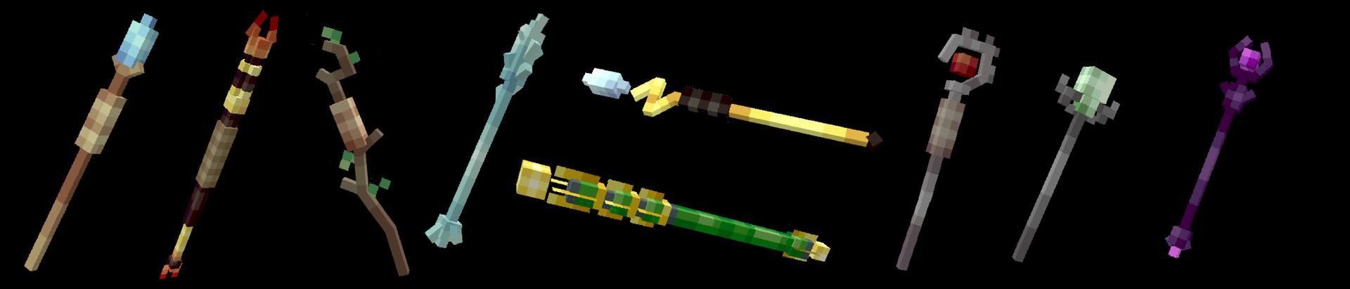 Panorama of the Minecraft Bedrock Marketplace product Custom Wands created by RareLoot.