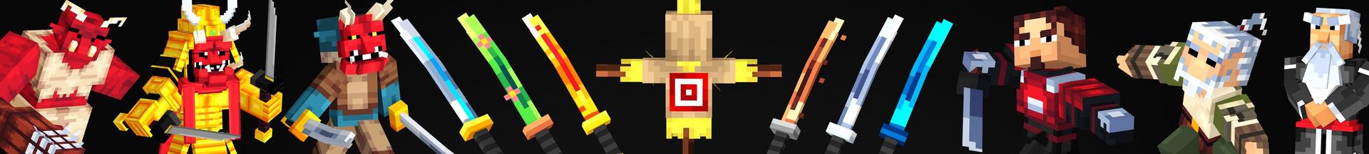 Panorama of the Minecraft Bedrock Marketplace product Demon Slayer Weapons created by RareLoot.