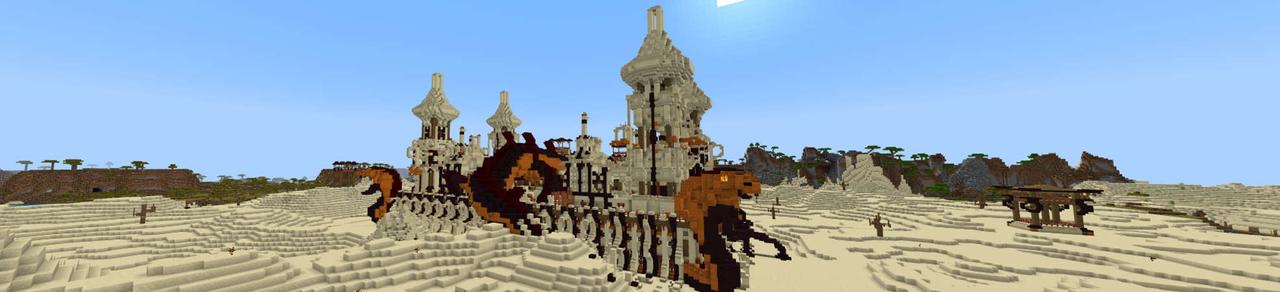 Panorama of the Minecraft Bedrock Marketplace product Desert Dragon Temple created by RareLoot.