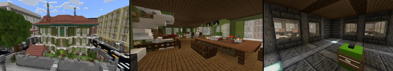 Panorama of the Minecraft Bedrock Marketplace product Escape Room - City Mansion created by RareLoot.