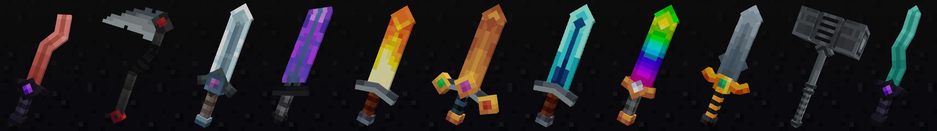 Panorama of the Minecraft Bedrock Marketplace product Extreme Weapons created by RareLoot.