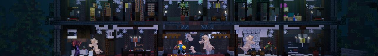Panorama of the Minecraft Bedrock Marketplace product Ghosts of the Mansion created by RareLoot.