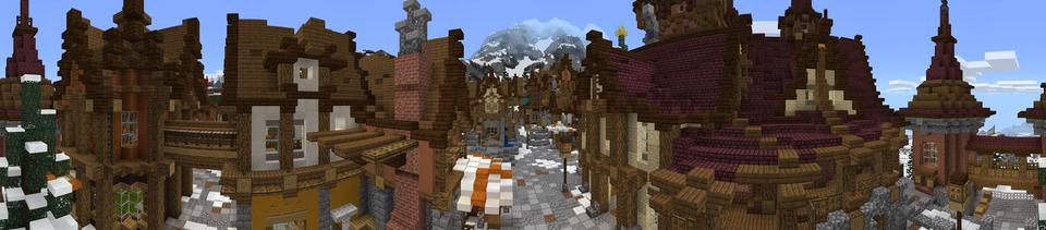 Panorama of the Minecraft Bedrock Marketplace product Golden Winter Adventure created by RareLoot.