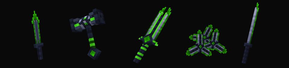 Panorama of the Minecraft Bedrock Marketplace product Hacker Weapons created by RareLoot.