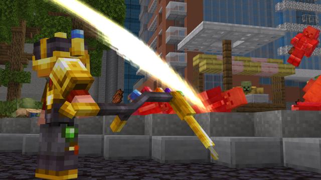 Screenshot of the Minecraft Bedrock Marketplace product Infinity Weapons created by RareLoot.