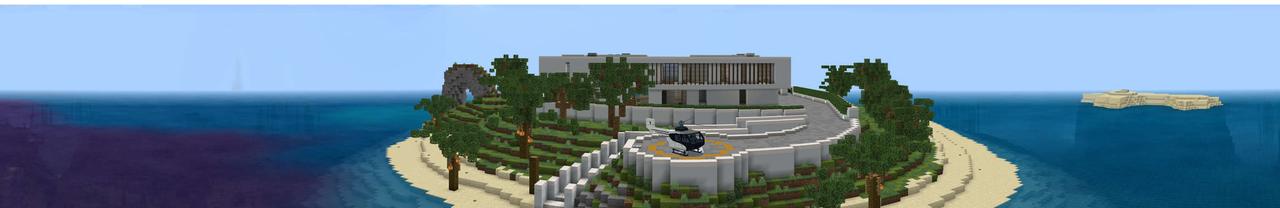 Panorama of the Minecraft Bedrock Marketplace product Island Millionaire Mansion created by RareLoot.