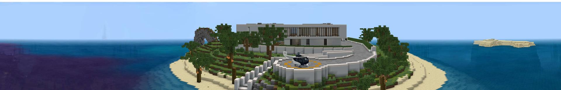 Panorama of the Minecraft Bedrock Marketplace product Island Millionaire Mansion created by RareLoot.