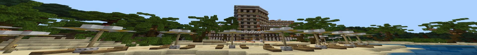 Panorama of the Minecraft Bedrock Marketplace product Luxury Hotel created by RareLoot.