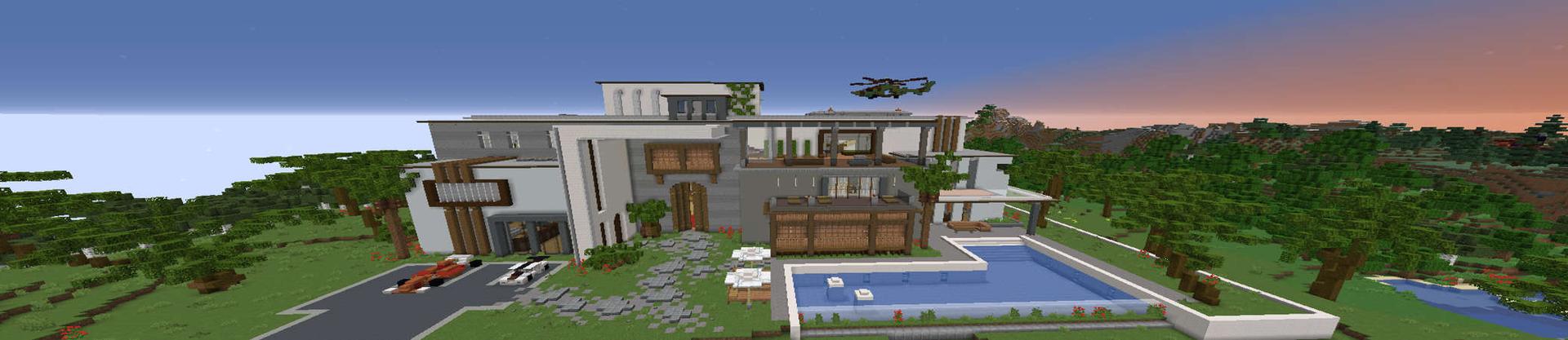 Panorama of the Minecraft Bedrock Marketplace product Luxury Party Mansion created by RareLoot.