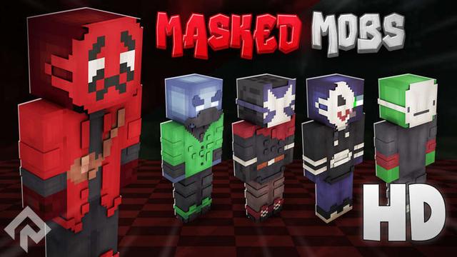 Thumbnail of the Minecraft Bedrock Marketplace product Masked Mobs HD created by RareLoot.