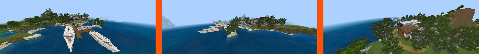 Panorama of the Minecraft Bedrock Marketplace product Millionaire's Coast Mansion created by RareLoot.