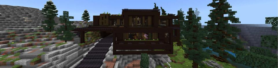 Panorama of the Minecraft Bedrock Marketplace product Millionaire's Forest Mansion created by RareLoot.