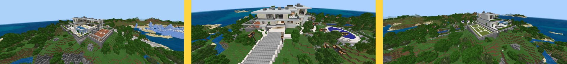 Panorama of the Minecraft Bedrock Marketplace product Millionaire's Hill Mansion created by RareLoot.