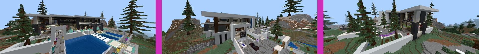 Panorama of the Minecraft Bedrock Marketplace product Millionaire's Party Mansion created by RareLoot.