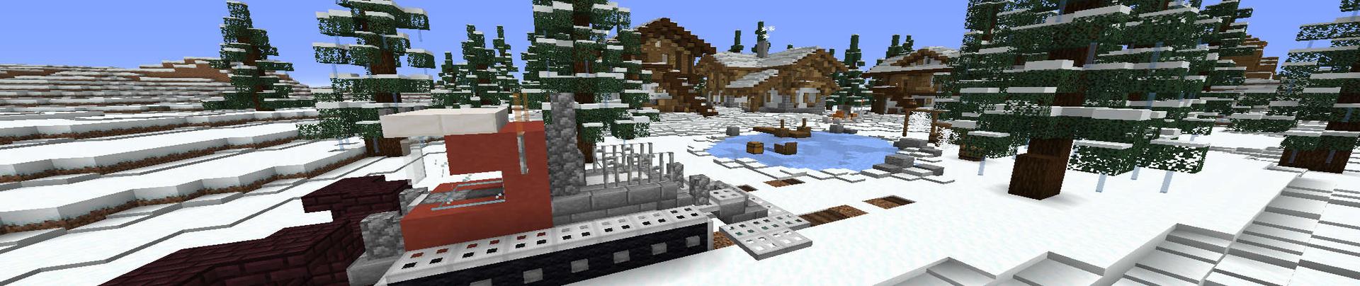 Panorama of the Minecraft Bedrock Marketplace product Millionaires Winter Resort created by RareLoot.