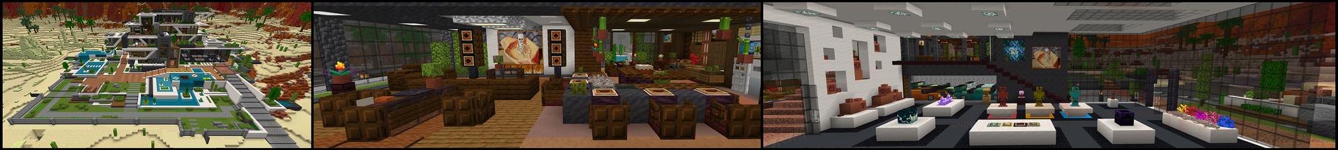 Panorama of the Minecraft Bedrock Marketplace product Modern House Archaeology created by RareLoot.