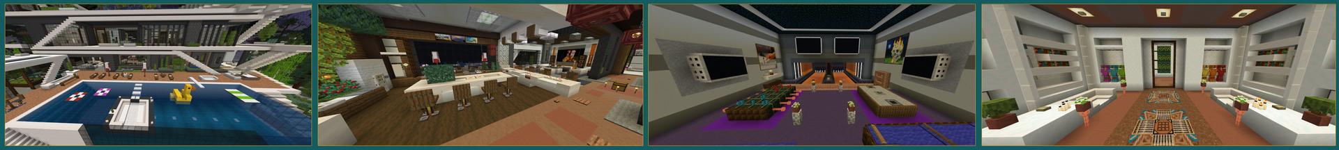 Panorama of the Minecraft Bedrock Marketplace product Modern House Luxury created by RareLoot.