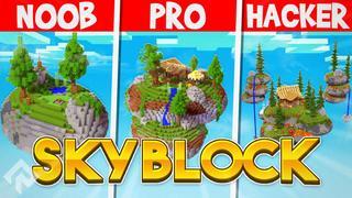 Thumbnail of the Minecraft Bedrock Marketplace product Noob vs Pro vs Hacker Skyblock created by RareLoot.