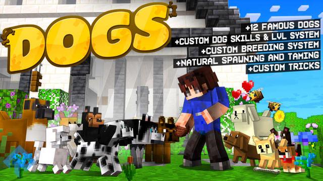 Thumbnail of the Minecraft Bedrock Marketplace product Pets: Dogs created by RareLoot.