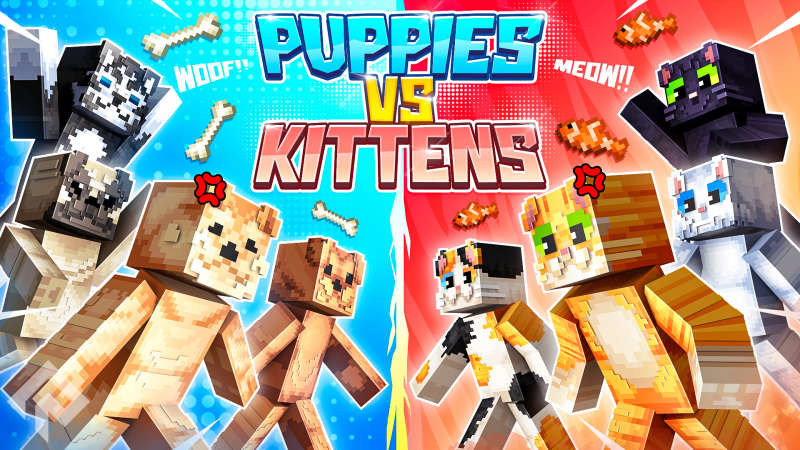 Thumbnail of the Minecraft Bedrock Marketplace product Puppies vs Kittens created by RareLoot.
