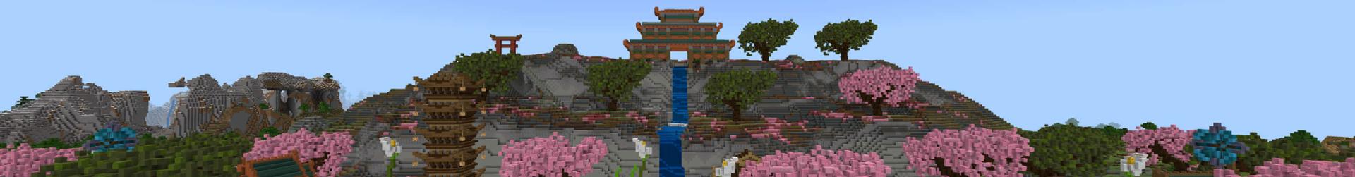 Panorama of the Minecraft Bedrock Marketplace product Sakura Village created by RareLoot.