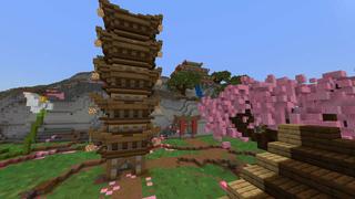 Screenshot of the Minecraft Bedrock Marketplace product Sakura Village created by RareLoot.