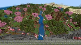 Screenshot of the Minecraft Bedrock Marketplace product Sakura Village created by RareLoot.