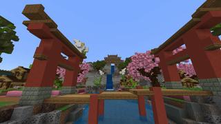 Screenshot of the Minecraft Bedrock Marketplace product Sakura Village created by RareLoot.