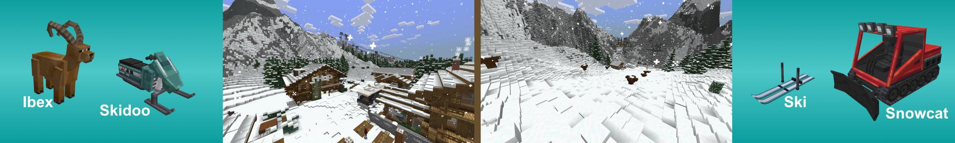 Panorama of the Minecraft Bedrock Marketplace product Ski Resort created by RareLoot.