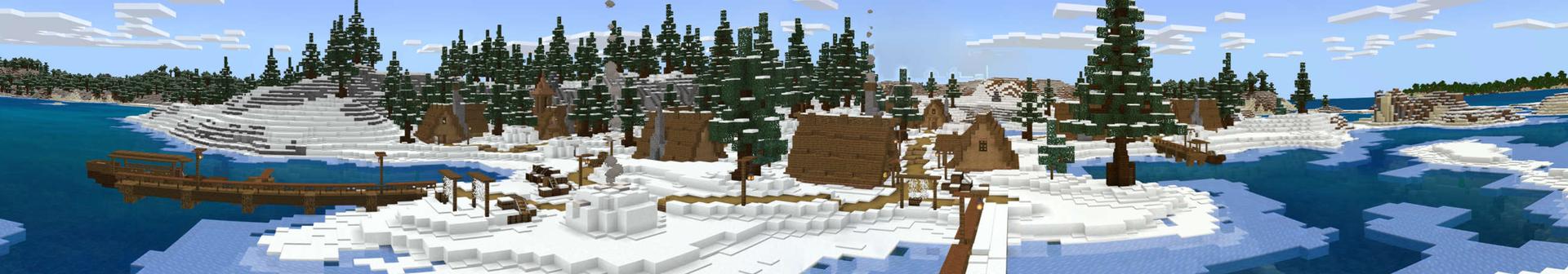 Panorama of the Minecraft Bedrock Marketplace product Snow Village created by RareLoot.