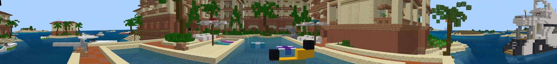 Panorama of the Minecraft Bedrock Marketplace product Summer Resort created by RareLoot.