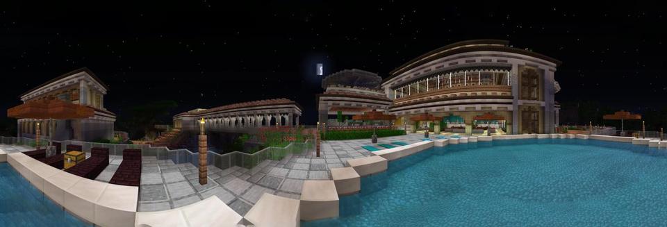 Panorama of the Minecraft Bedrock Marketplace product Summer Villa created by RareLoot.