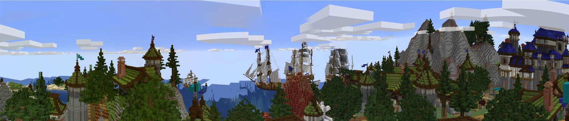 Panorama of the Minecraft Bedrock Marketplace product The Merchant Estate created by RareLoot.