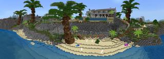 Panorama of the Minecraft Bedrock Marketplace product Tropical Mansion created by RareLoot.