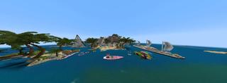Panorama of the Minecraft Bedrock Marketplace product Tropical Resort created by RareLoot.