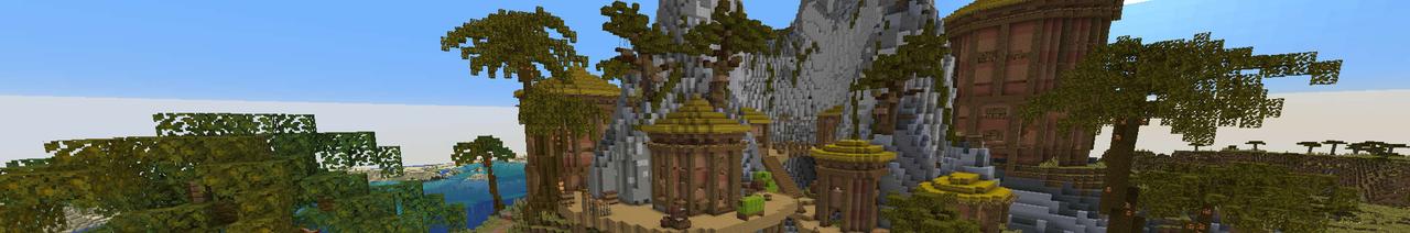 Panorama of the Minecraft Bedrock Marketplace product Tropical Village created by RareLoot.